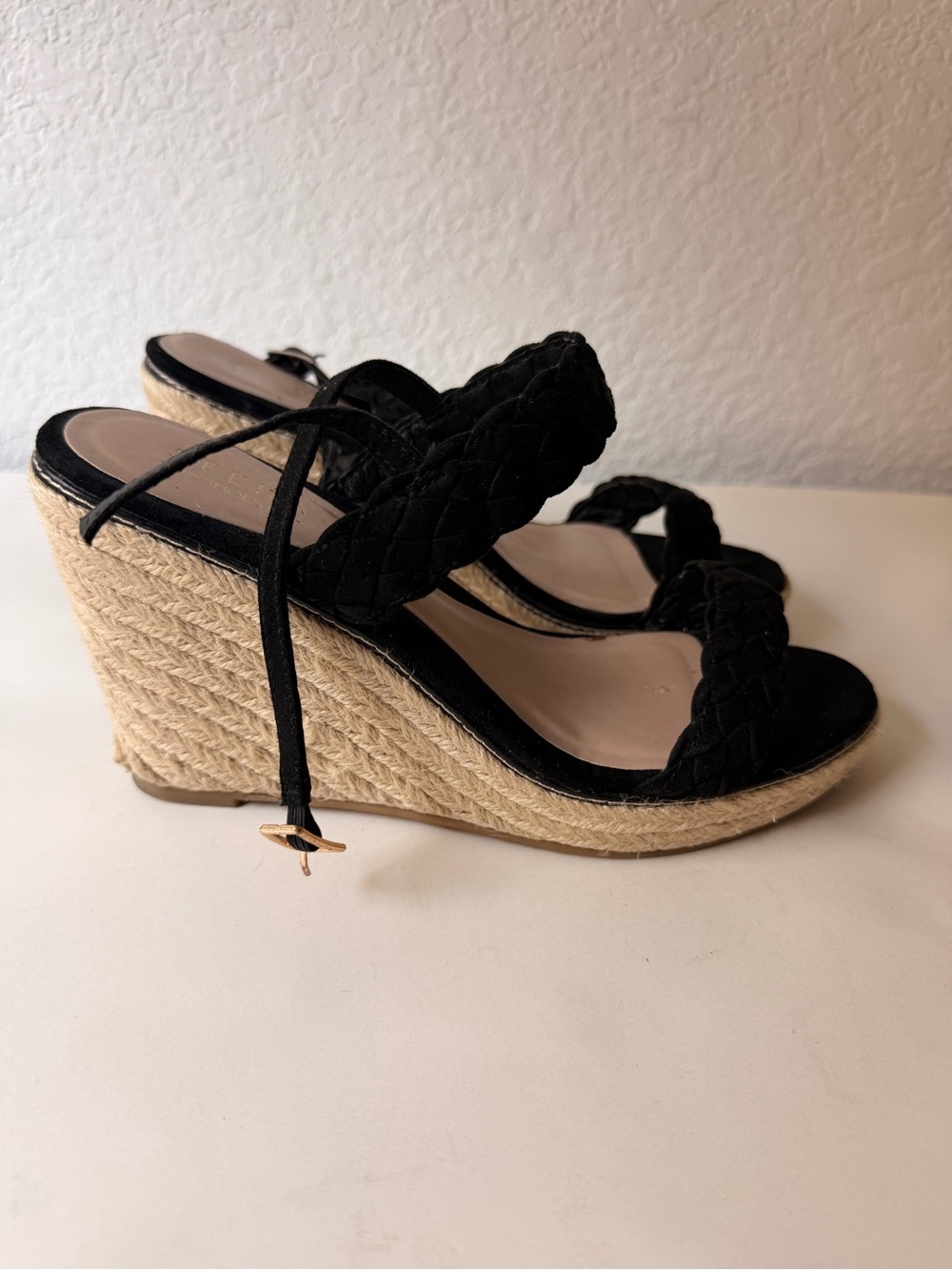 SFERA Black Braided Espadrille Wedge Sandals | Platform Summer Shoes